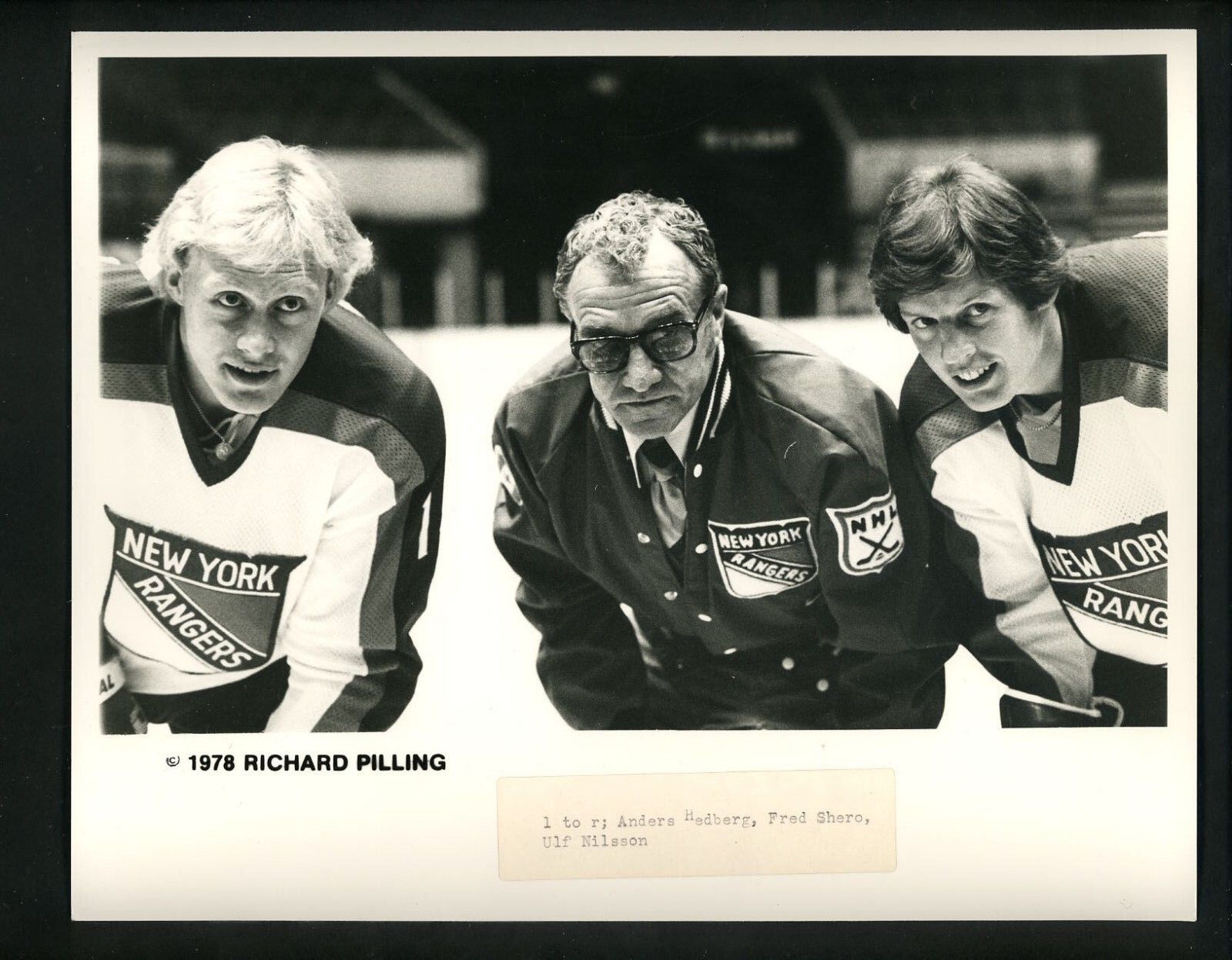 Anders Hedberg Fred Shero Ulf Nilsson 1978 Press Original Photo Poster painting New York Rangers