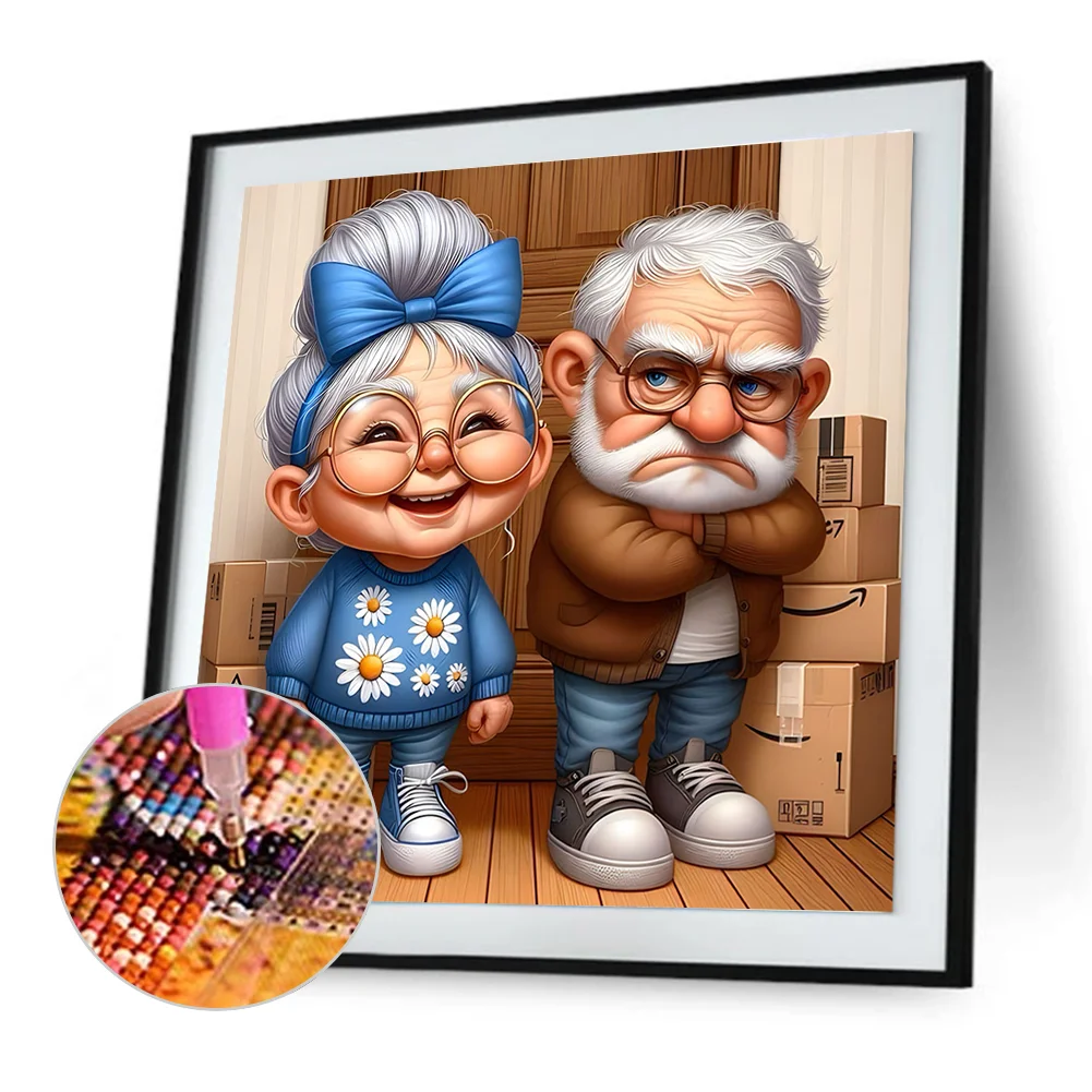 Diamond Painting - Full Round Drill - Old Couple(Canvas|30*30cm)