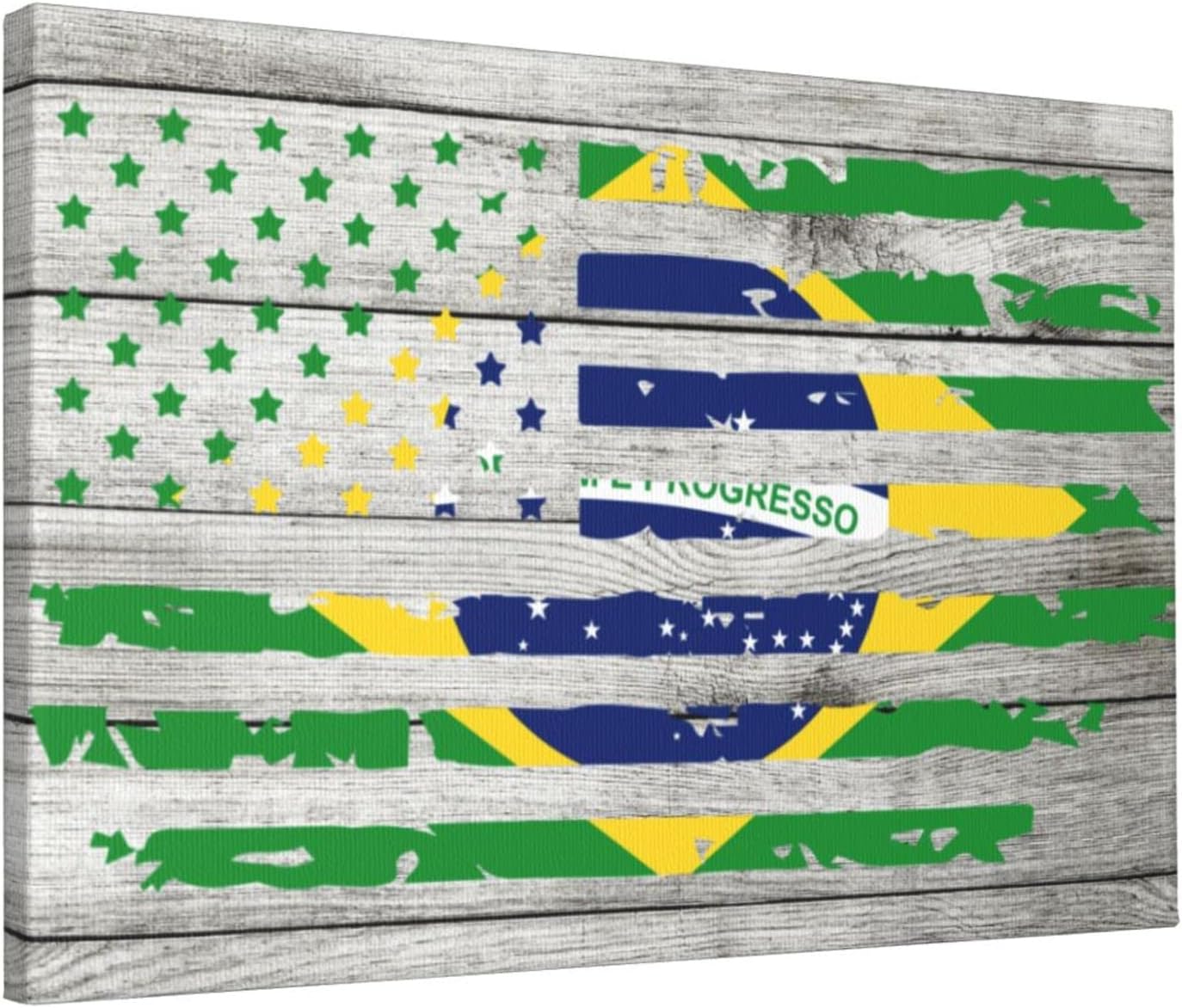 YNHXYFT American Brasil Flag Brazil Framed Wall Art - Canvas Wall Decor Print for Walls Ready to Hang for Bathroom Living Room Kitchen Home 12 inch  W x 18 inch  H American Brasil Flag Brazil