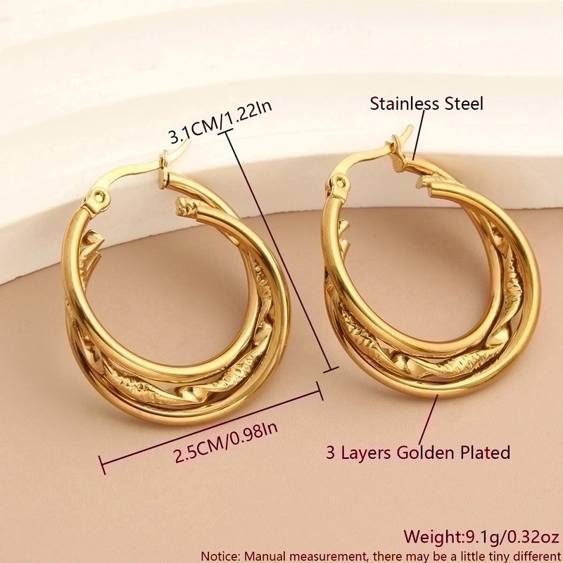 1 Pair Minimalist Commute Solid Color Plating 304 Stainless Steel 18K Gold Plated Earrings