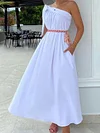 Solid Color One-Shoulder Maxi Dress