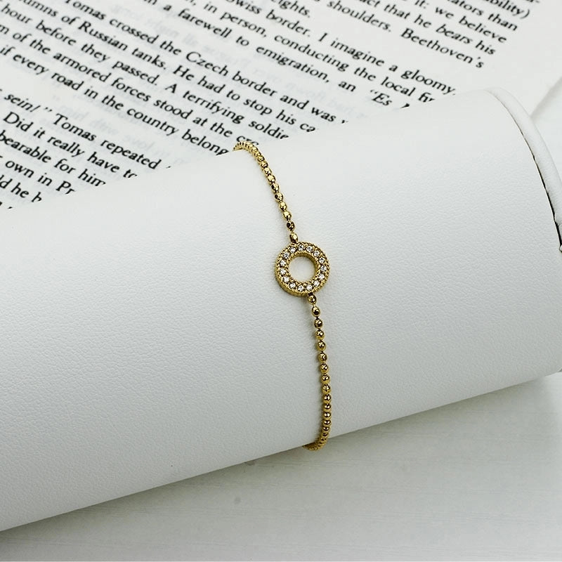 Minimalist Geometric Heart Shape Titanium Steel Zircon Bracelets In Bulk