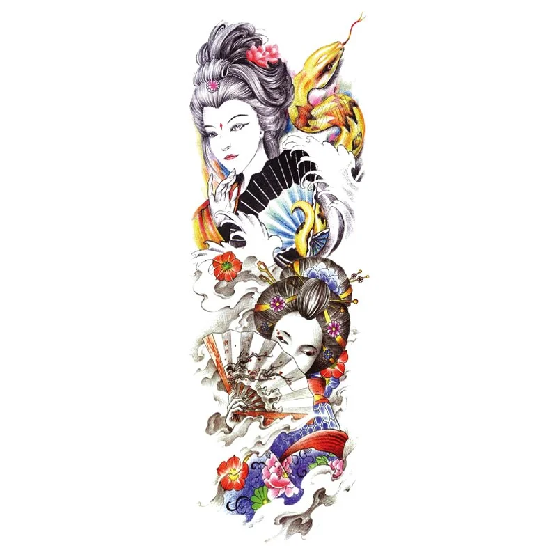 Sdrawing Tattoos Arm Sleeve Man Skeleton Hand Tiger Fish Fox Animal Stickers Supernatural Fake Tattoo Evil For Men Waterproof 1028-0
