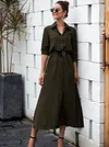 Button Shirt Collar Maxi Dress