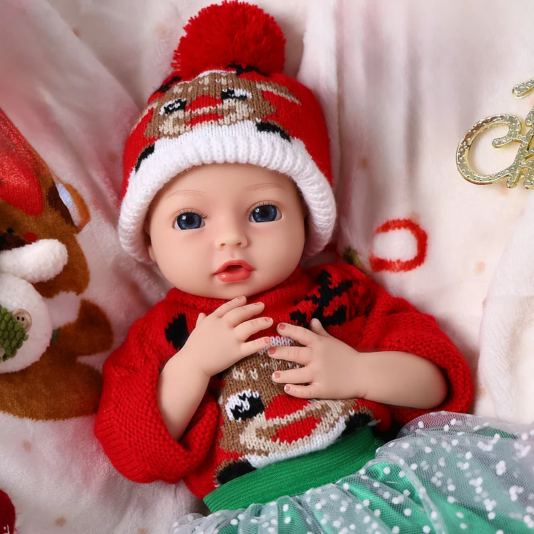 Babeside Terry 16" Realistic Silicone Christmas Quiet Baby Little Infant Girl Building Lovely Memories
