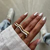 Minimal Wave One Line 18K Golden Silver Ring