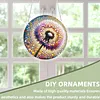 (18.5cm)DIY Acrylic Jigsaw Puzzle Window Hanging with Hanging Chain DIY Stained Glass Decoration Round Window Puzzle Decor for DIY Craft Project (Dandelion)
