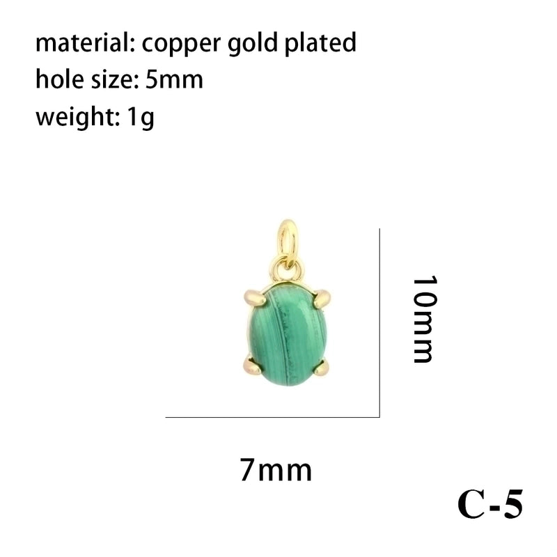 Minimalist Oval Water Droplets Heart Shape Stone Copper Plating Inlay Zircon 18k Gold Plated Charms