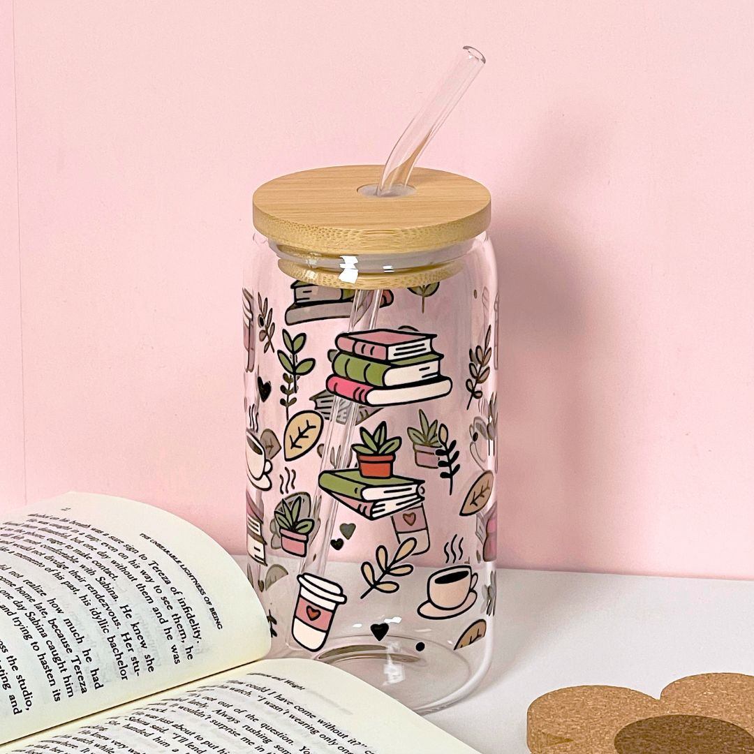 Maneifurui™   Books & Coffee  Glass Can