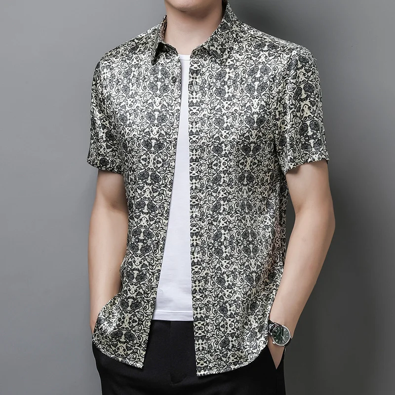 Chemise en soie homme luxe new arrivals