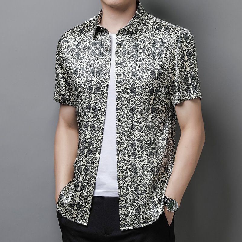 Silk Shirt Trendy Floral Color Style