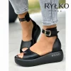 RYLKO&reg; 2025 Białe sandały damskie sk&oacute;rzane polskiej produkcji na modnej grubej podeszwie