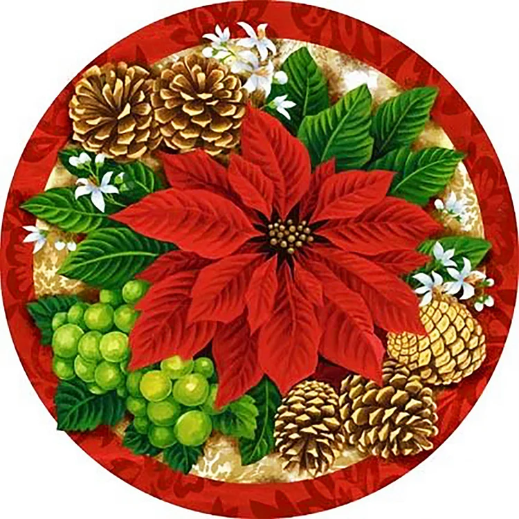 Christmas Floral Decorations 40*40CM (Canvas) Full Round Drill Diamond Painting gbfke