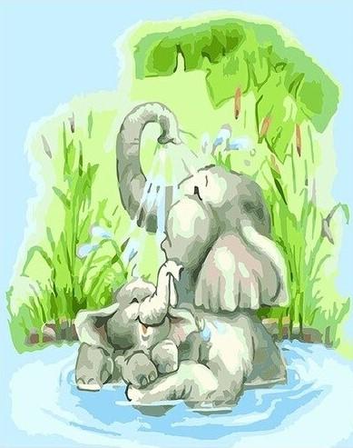 

Elephant Bathe – Paint By Numbers - 40*50CM, 501 Original
