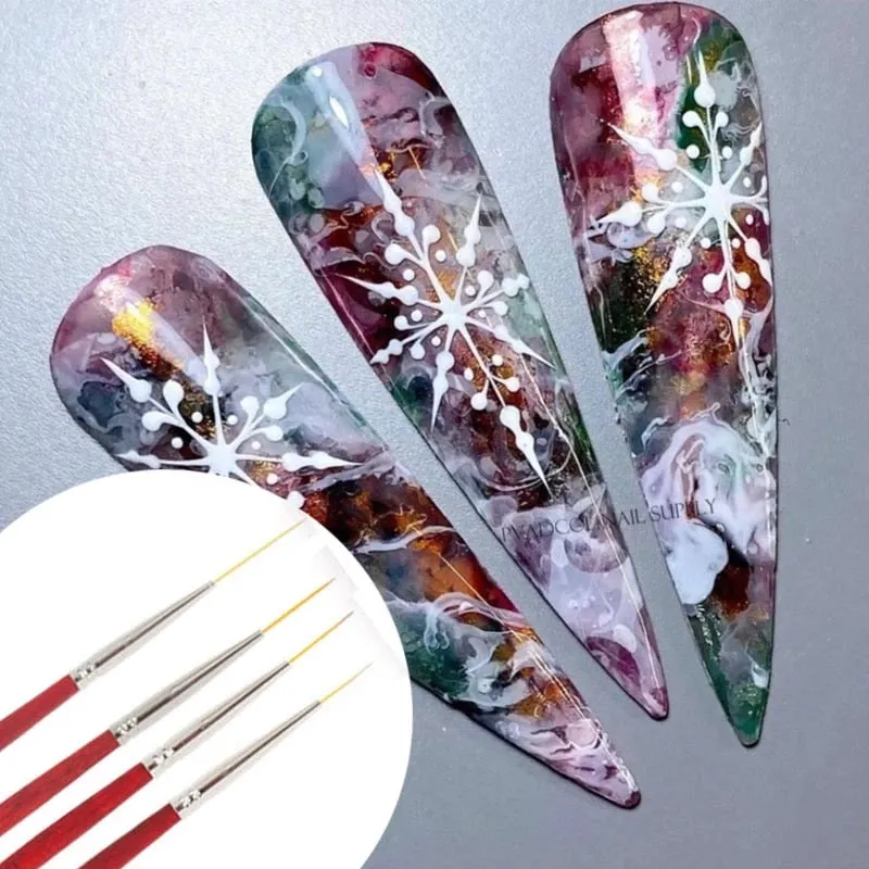 Nail Liner Brush Lines Stripe Flower Painting Drawing Pen Detailer Nails Brushes Wooden Handle Blending Tips Manicure Set-Nail Inspo