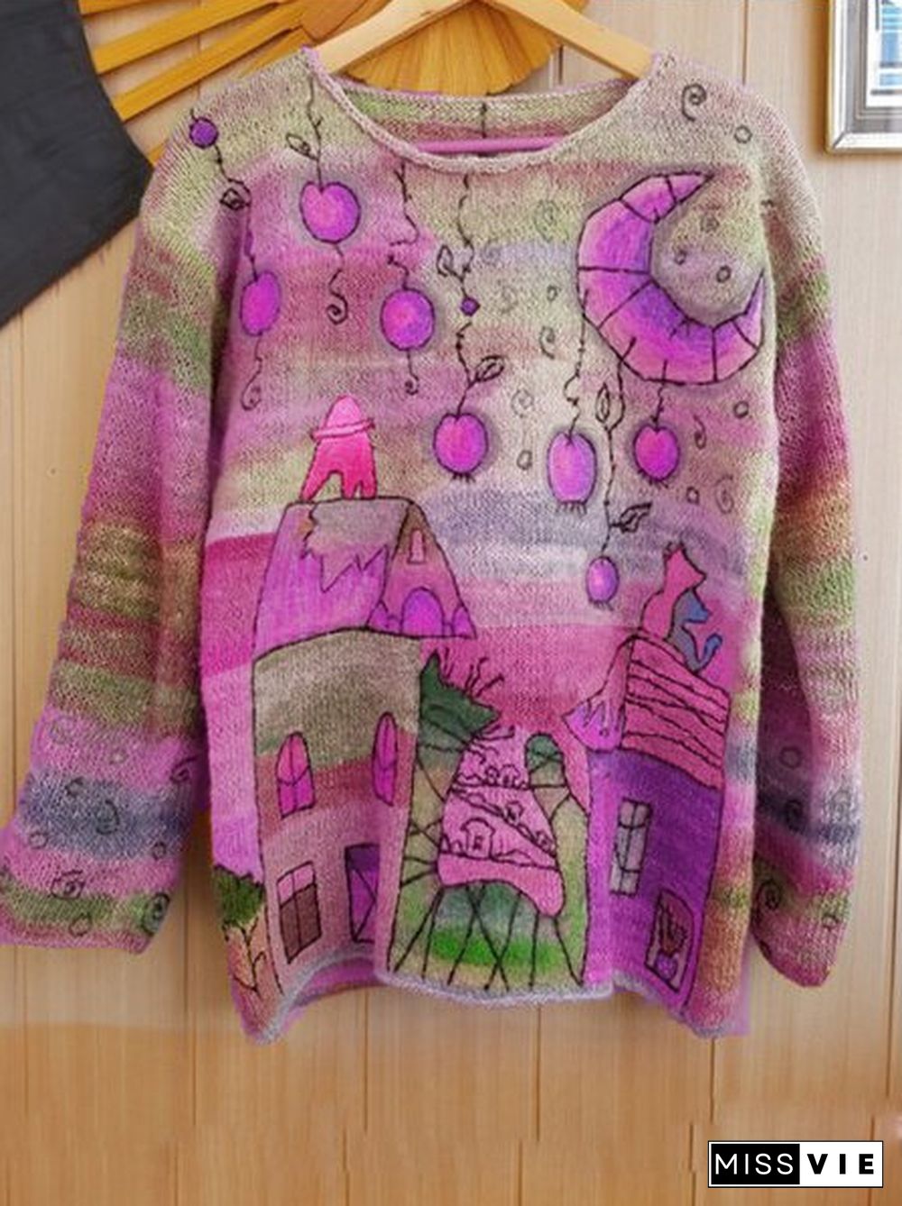 Women Plus Size Casual Crew Neck Long Sleeve Sweater