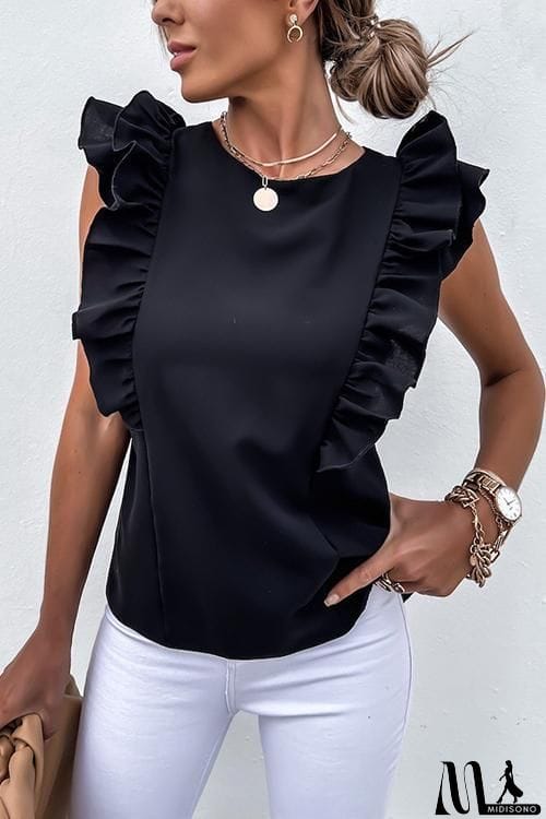 MidiSono - Ruffles Sleeveless T Shirt