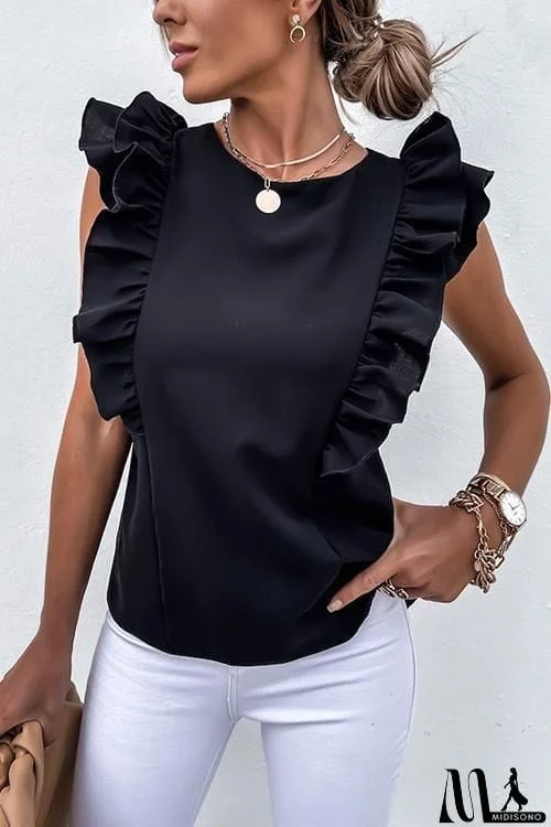 MidiSono - Ruffles Sleeveless T Shirt