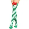 Women's Christmas Festival Bowknot Ball Striped Long Socks 