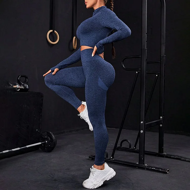 PASUXI Women's Premium Yoga Set Protective Jacket Non-slip Zipper Top and Tights Sports Yoga Pants huanwei