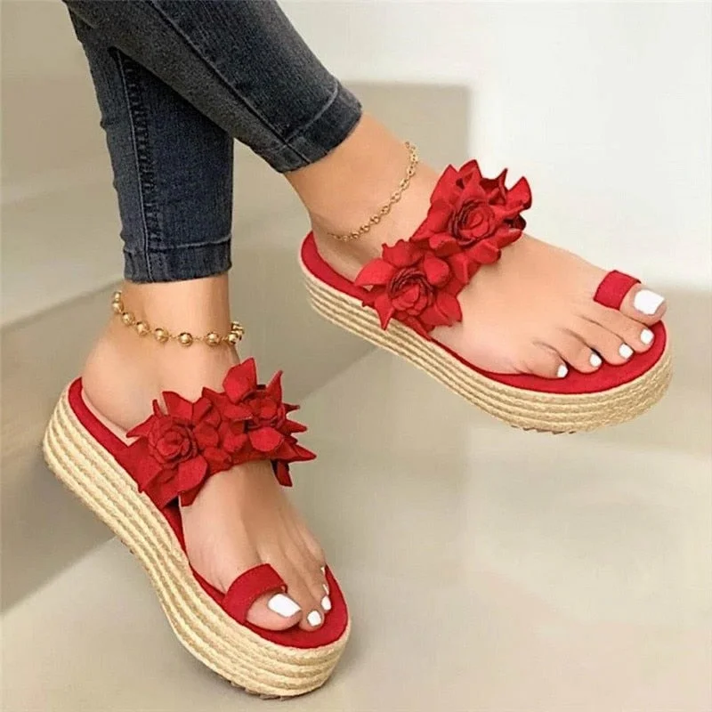 Hot Sales Woman Sandals Platform Flower Slippers Casual Beach Flip Flops Sandals Women Summer Sexy High Heel Sandal Ladies
