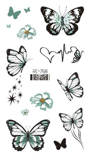 Sdrawing Transfer Tattoo Sticker Fake Hand Finger Small Temporary Tattoos Rose Daisy Flowers Butterfly Women Girls Body Art Paint