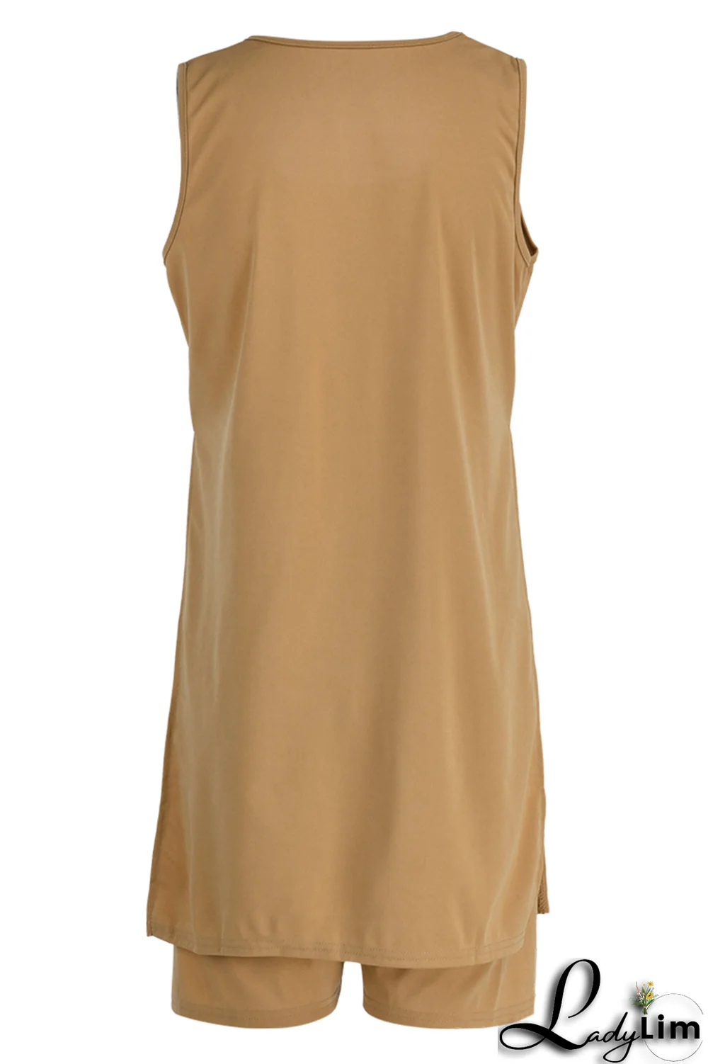 Black Casual Solid Slit Square Collar Sleeveless Two Pieces