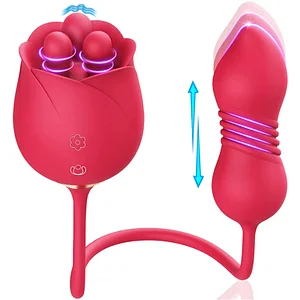 S475-7 4-in-1 Three Pistils Rose Toy – Telescopic Egg with Kneading, Vibration & Stretching