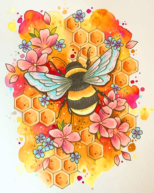 

Honey Bee And Flowers – Paint By Numbers - 40*50CM, 501 Original