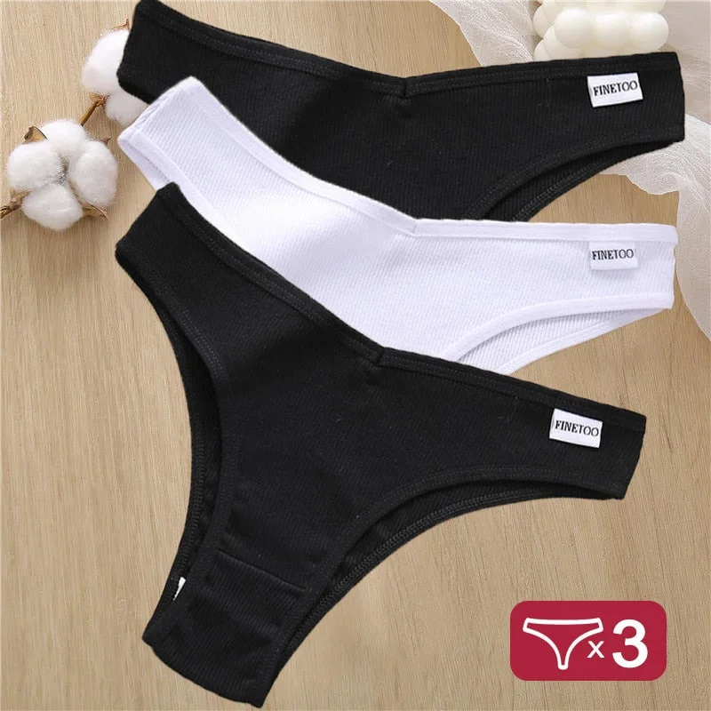 3PCS/Set Cotton Lingerie Panties Sexy Underwear Women Briefs Tangas Female Underpants Pantys Thong Panties Bikini Solid 6 Color