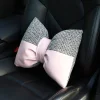 Stylish Grey Pink Bowknot Car Pillow Cushion Anti-slip Car Seat Cover