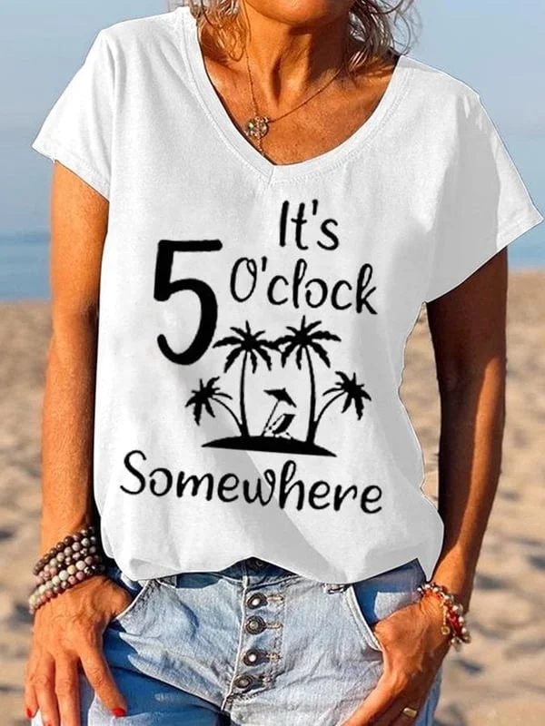 Women's It's 5 O'clock Everywhere I'm Retired Graphic Casual Tee