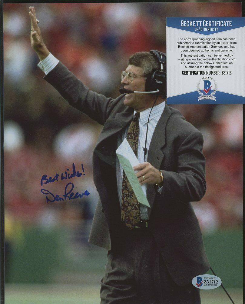 Dan Reeves signed Denver Broncos 8x10 autographed Photo Poster painting BAS Beckett COA