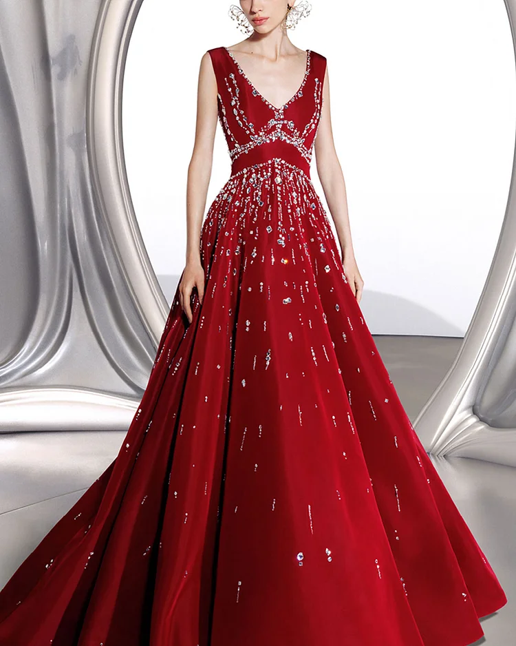 Elegant crystal embellished gown