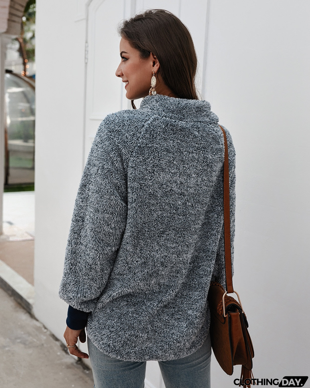 Sweatshirts Women Long Sleeve Patchwork Color Fahsion Autumn Winter Pullover Black Ladies Plush Warm Tops Clothing