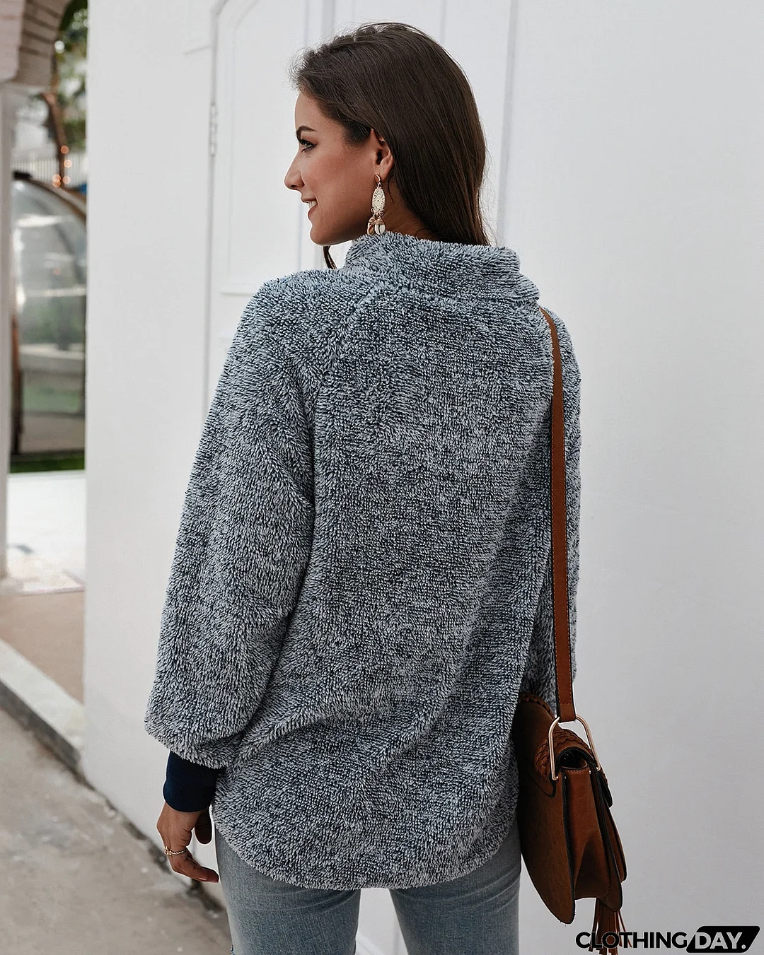 Sweatshirts Women Long Sleeve Patchwork Color Fahsion Autumn Winter Pullover Black Ladies Plush Warm Tops Clothing