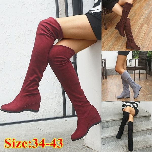 Winter Women Stretch Faux Suede Slim Thigh High Boots Sexy Fashion Over The Knee Boots High Heels - Shop Trendy Women's Clothing | LoverChic