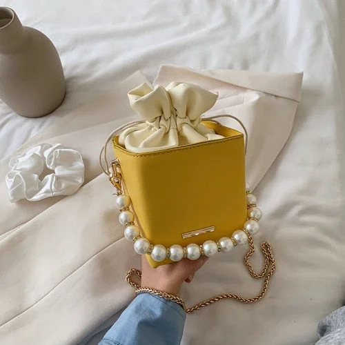 Box Shape PU Leather Crossbody Bags For Women 2022 Drawstring Kawaii Shoulder Handbags Female Summer Long Belt Cross Body Bag