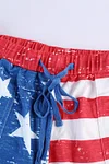 American Flag Drawstring Casual Elastic Waist Shorts