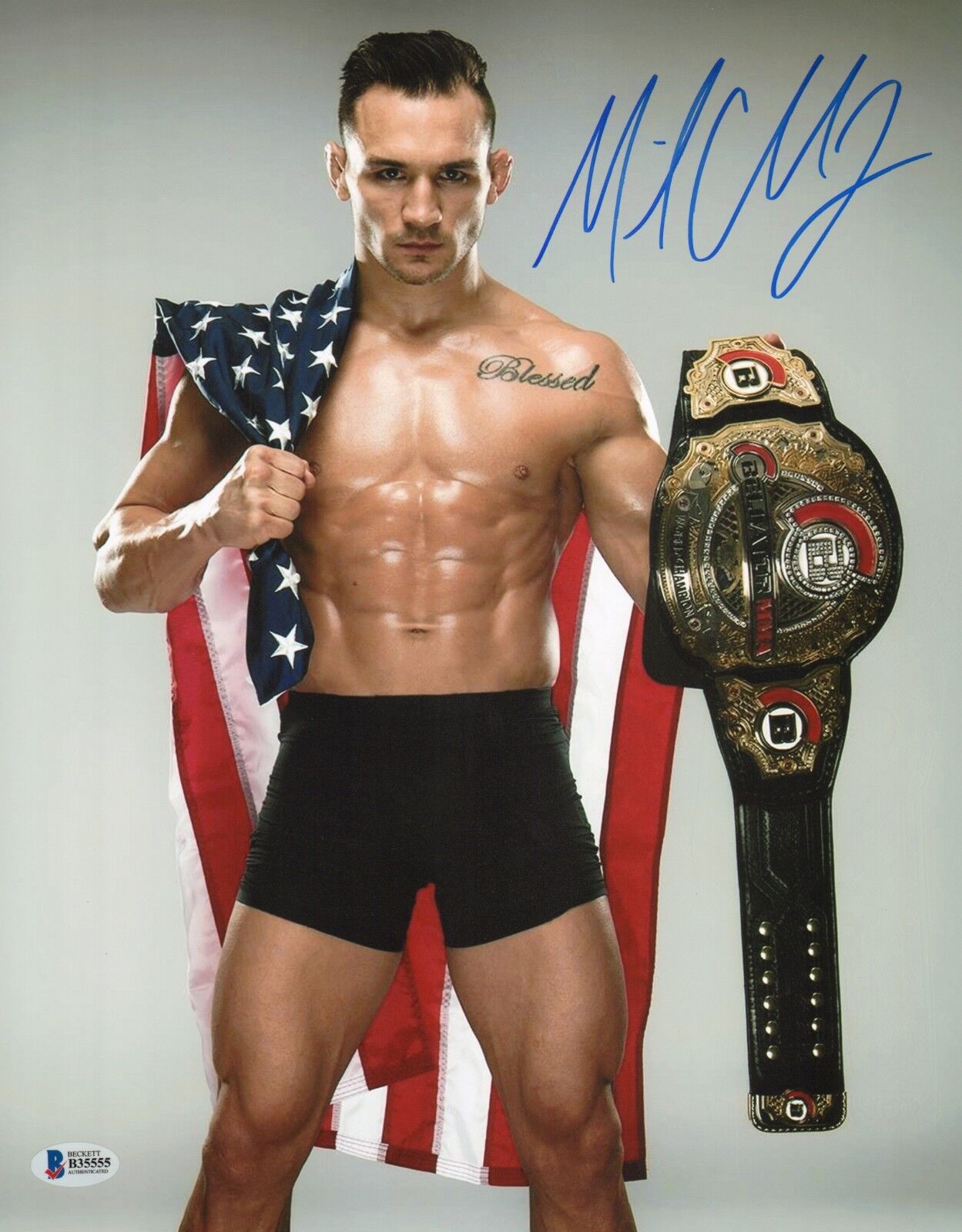 Michael Chandler Signed 11x14 Photo Poster painting BAS Beckett COA Bellator MMA Belt Picture 1