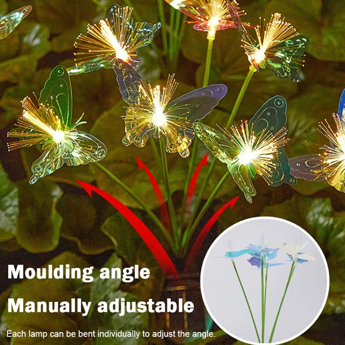 Tegooe Solar-Powered Butterfly Fiber Optic Garden Lights - Waterproof Color-Changing