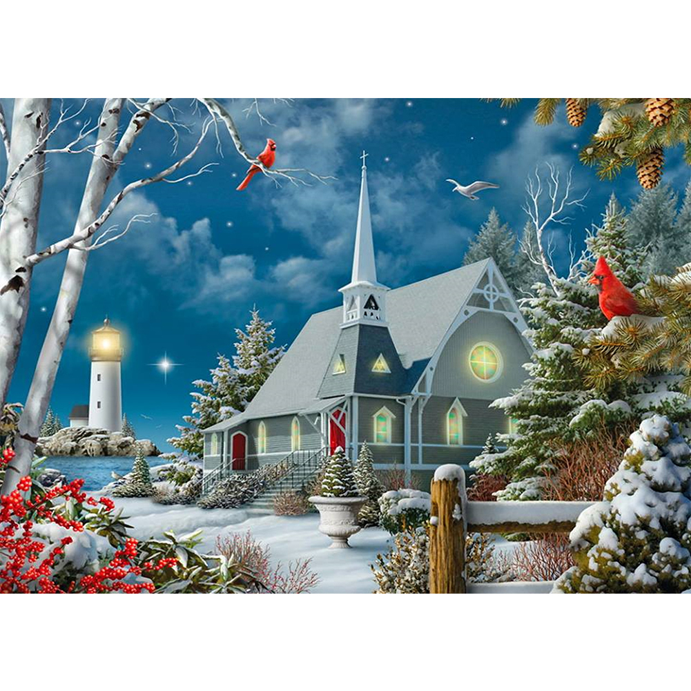 

(Multi-Size) Lighthouse Snow - Round/Square Drill Diamond Painting - 40*30CM, Square diamond 30*40cm, 501 Original