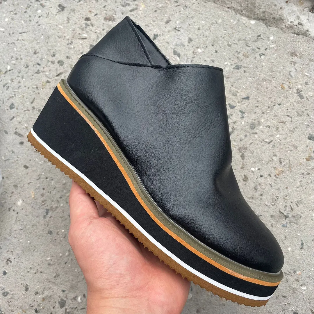 Breakj Breakj And Winter New Short Boots Large Size Women's Shoes Round Head Thick Bottom Slope Side Zipper Leisure Boots