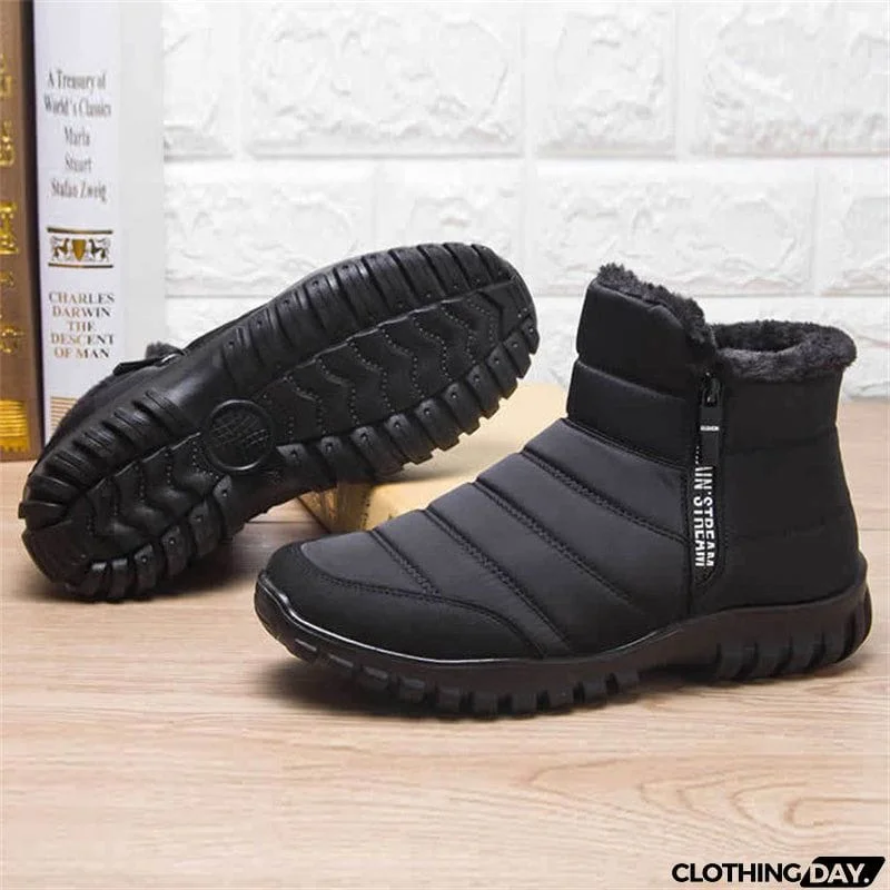 Winter Warm Side Zippers Soft Flat Walking Shoes for Men
