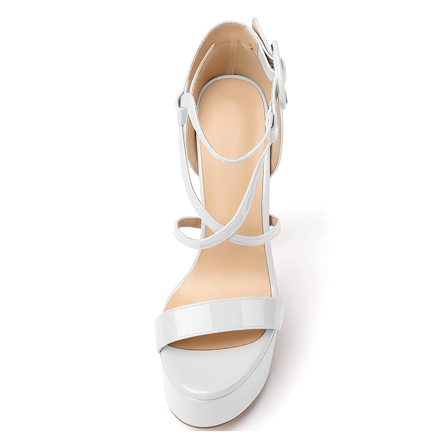 150mm Women's Open Toe Platform Sandals Ankle Strap High Heel Patent Summer Shoes-MERUMOTE