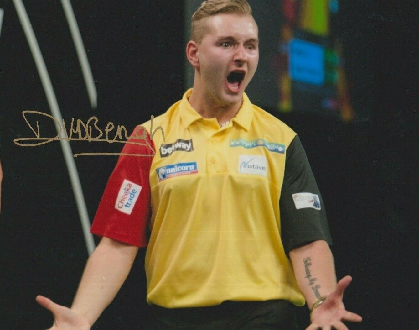 Dimitri Van Den Bergh **HAND SIGNED** 8x10 Photo Poster painting ~ Darts ~ AUTOGRAPHED