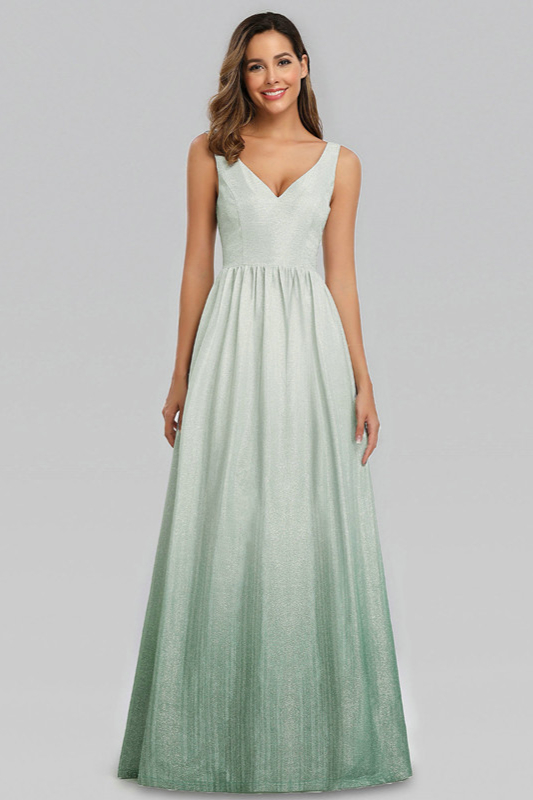 Stunning Ombre Sequins V-Neck Long Prom Dress - lulusllly