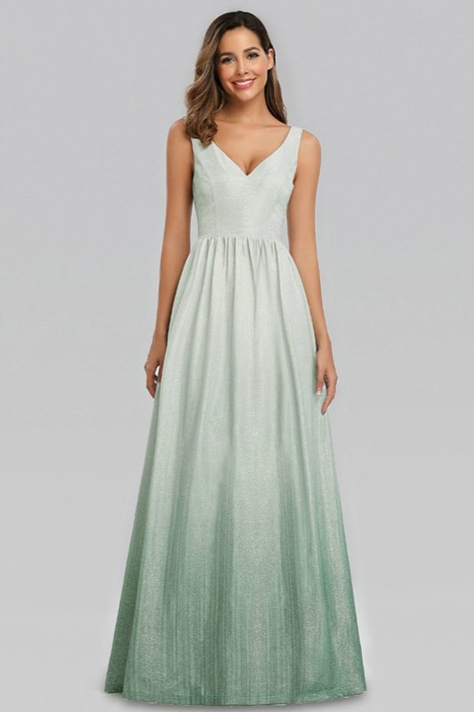 Stunning Ombre Sequins V-Neck Long Prom Dress