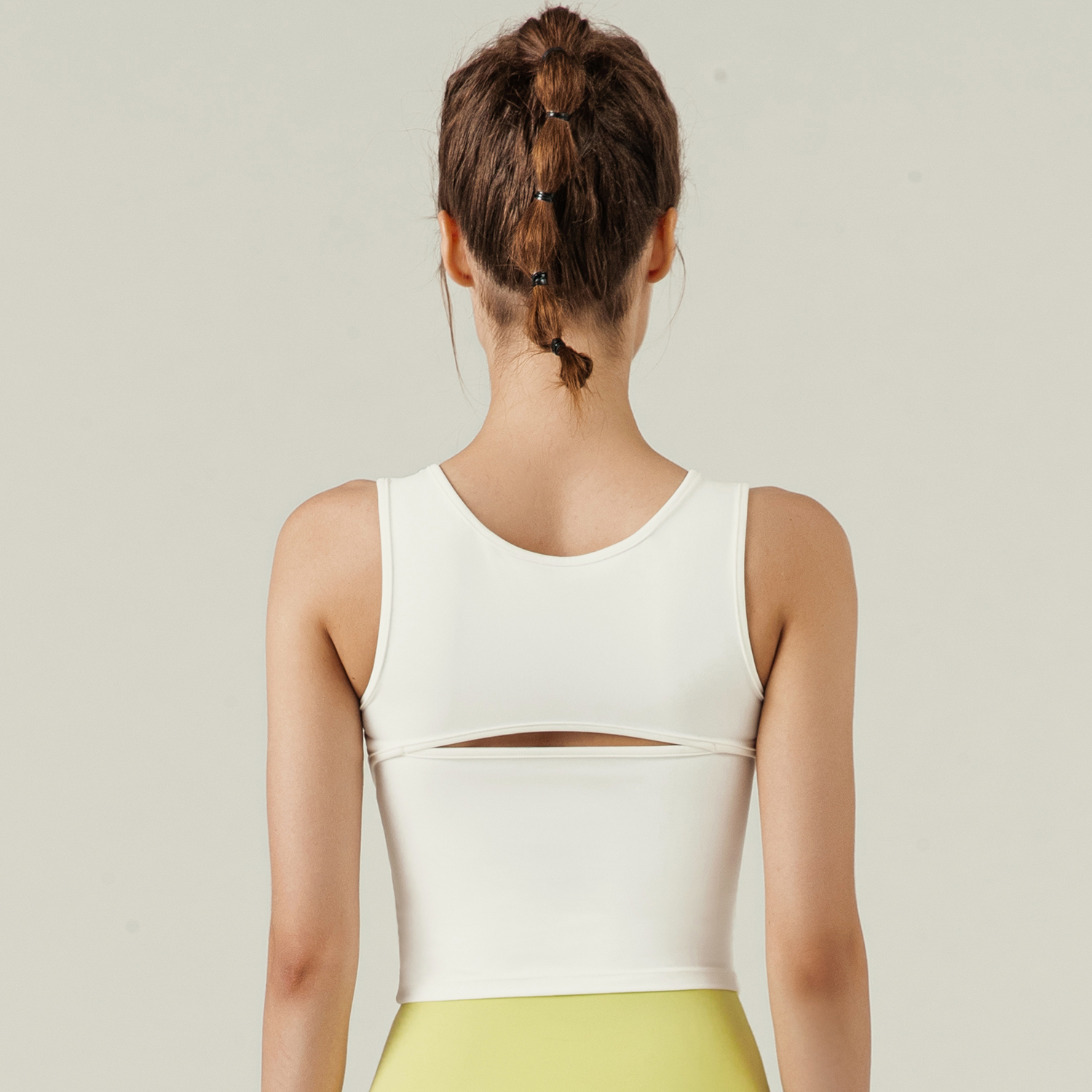 Hergymclothing White women's eco skin friendly sustainable spandex sports gym workout tank top for sale