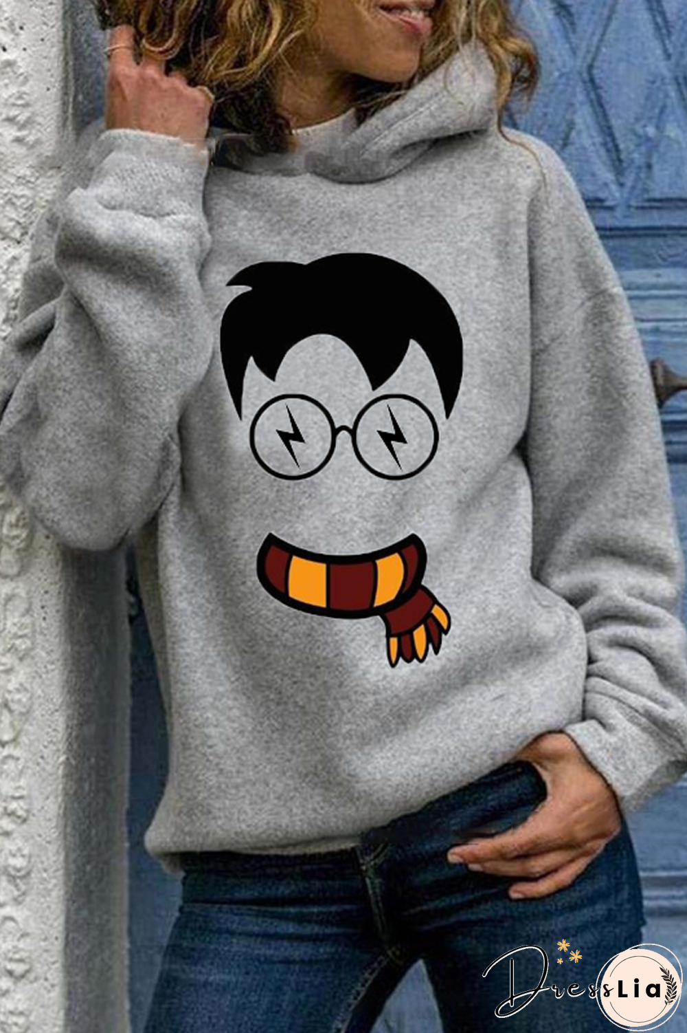 Cartoon Printed Casual Hooded Sweatshirt